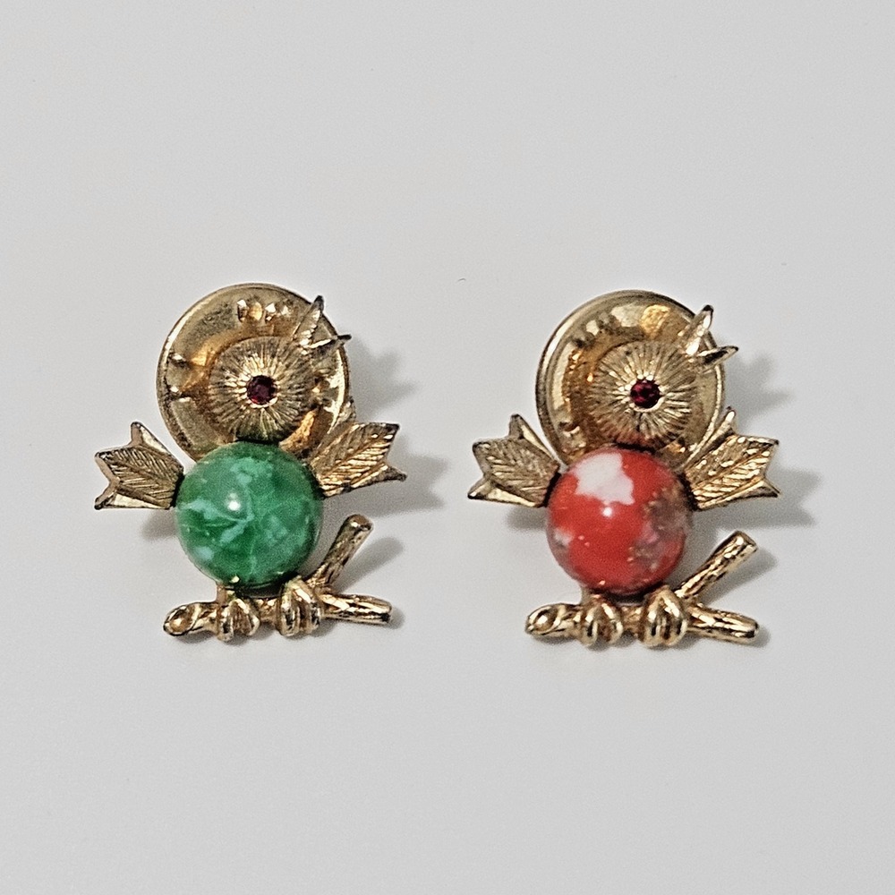Vintage Sarah Coventry Bird "Tic-Tac-Toe" (1967) Brooch/Lapel Pin Set of 2